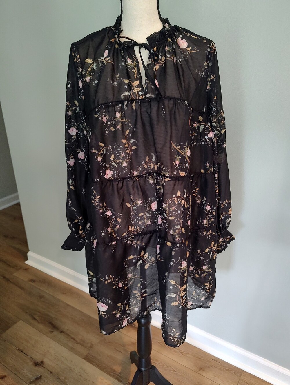 All Saints Mindy Oto Floral Women’s Mini Tiered Trapeze Dress Size 6 - Picture 2 of 16